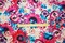 Pink-Purple-Multi Poly Floral Printed Pebble Crepe Woven Fabric By the Yard